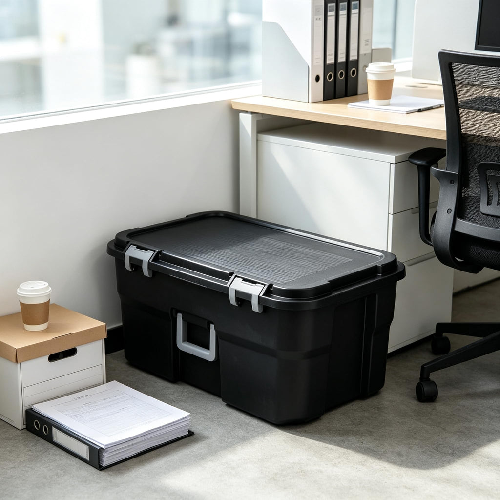 22 Gallon Wheeled Lockable Plastic Storage Footlocker A1155