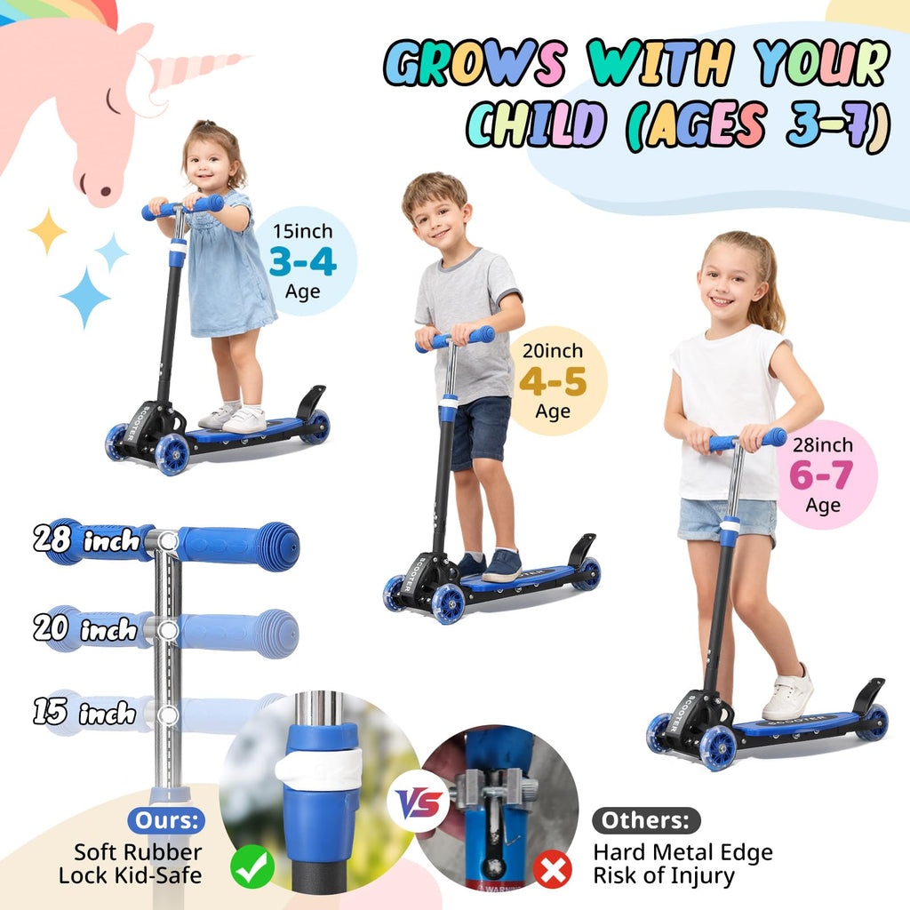 3 Wheel Kids Kick Scooter with Light-Up Wheels and Adjustable Handlebar G95694