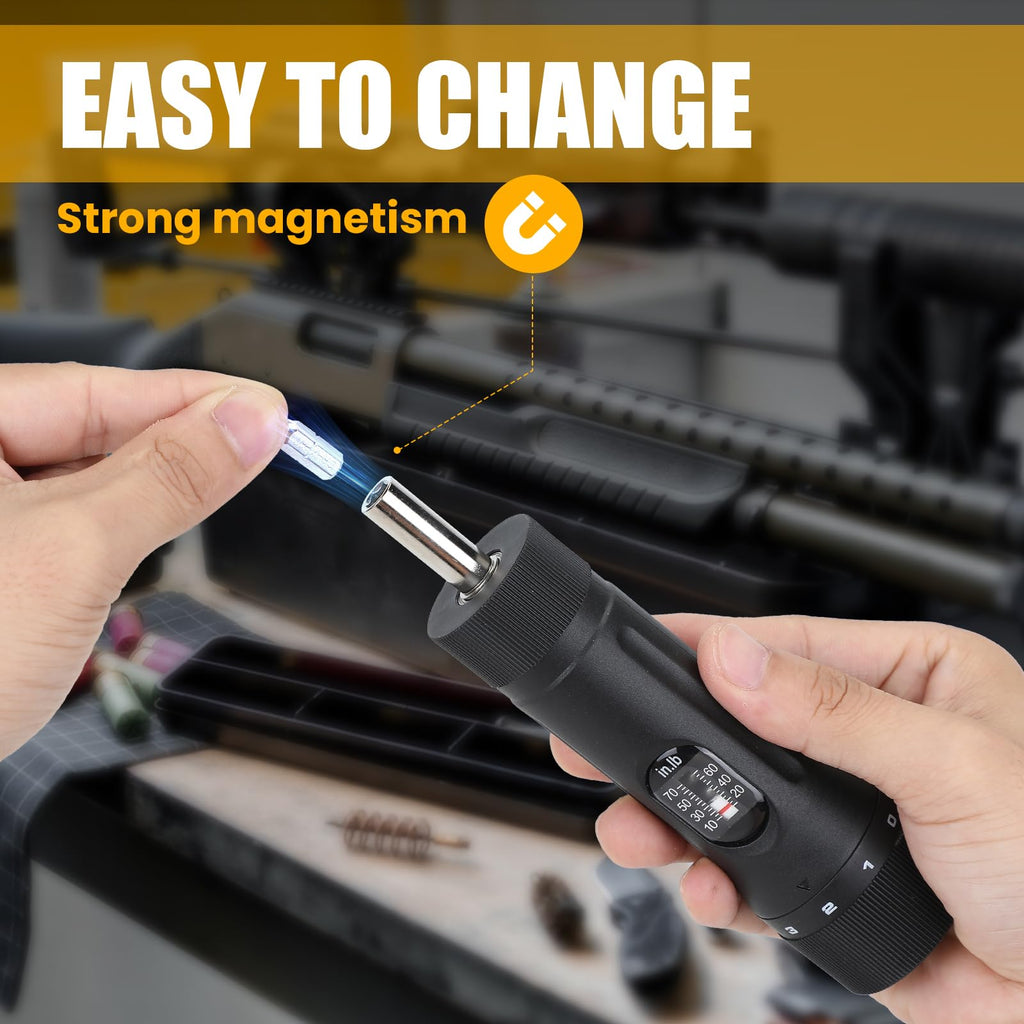 Torque Screwdriver with 12 Pieces Interchangeable Bits 1/4" Drive Black E795