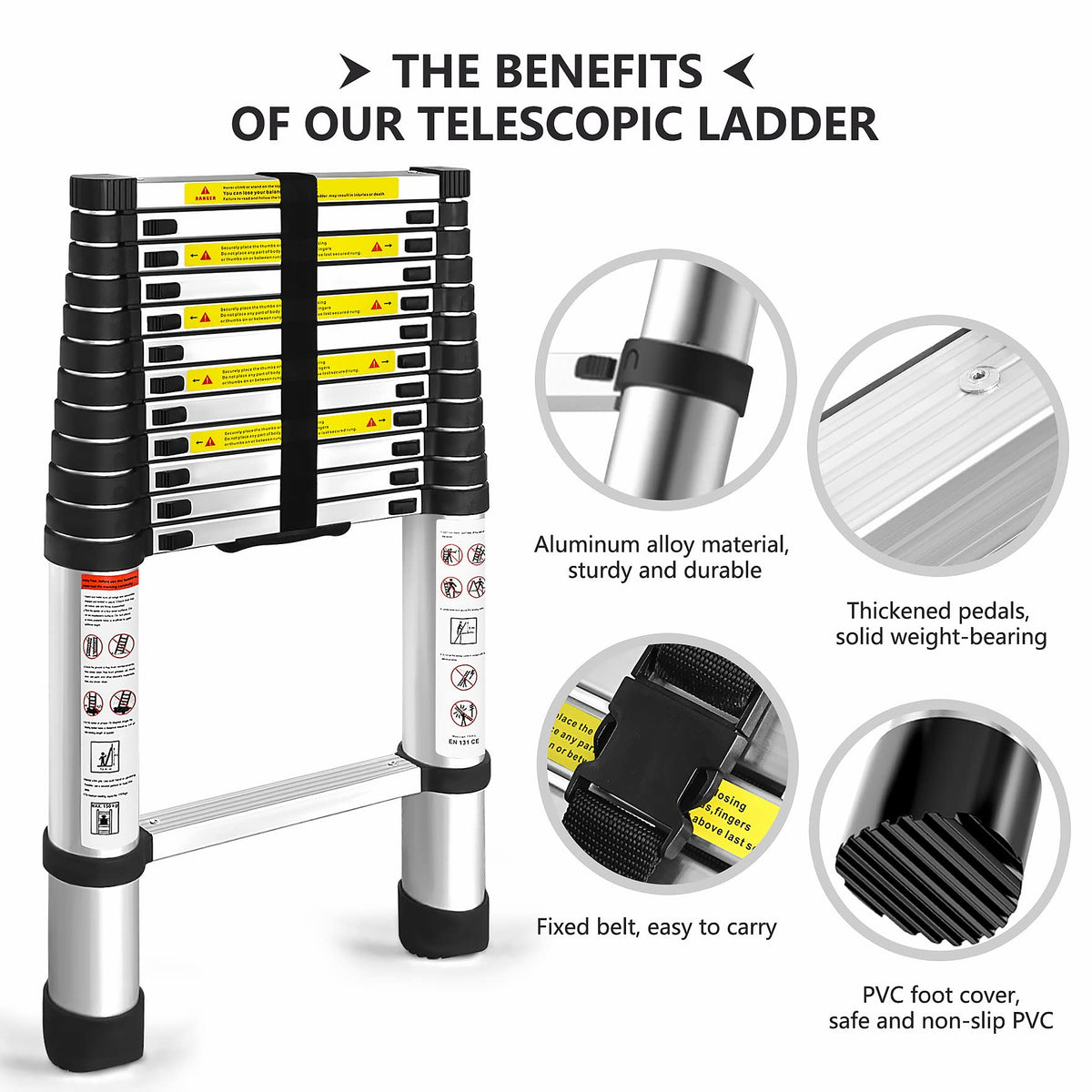 12.5FT Aluminum Telescoping Ladder 330 pounds E154224