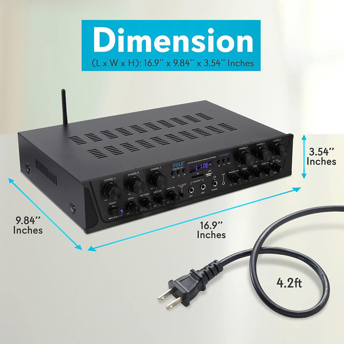6 Channel 600 Watt Bluetooth Home Audio Amplifier U280