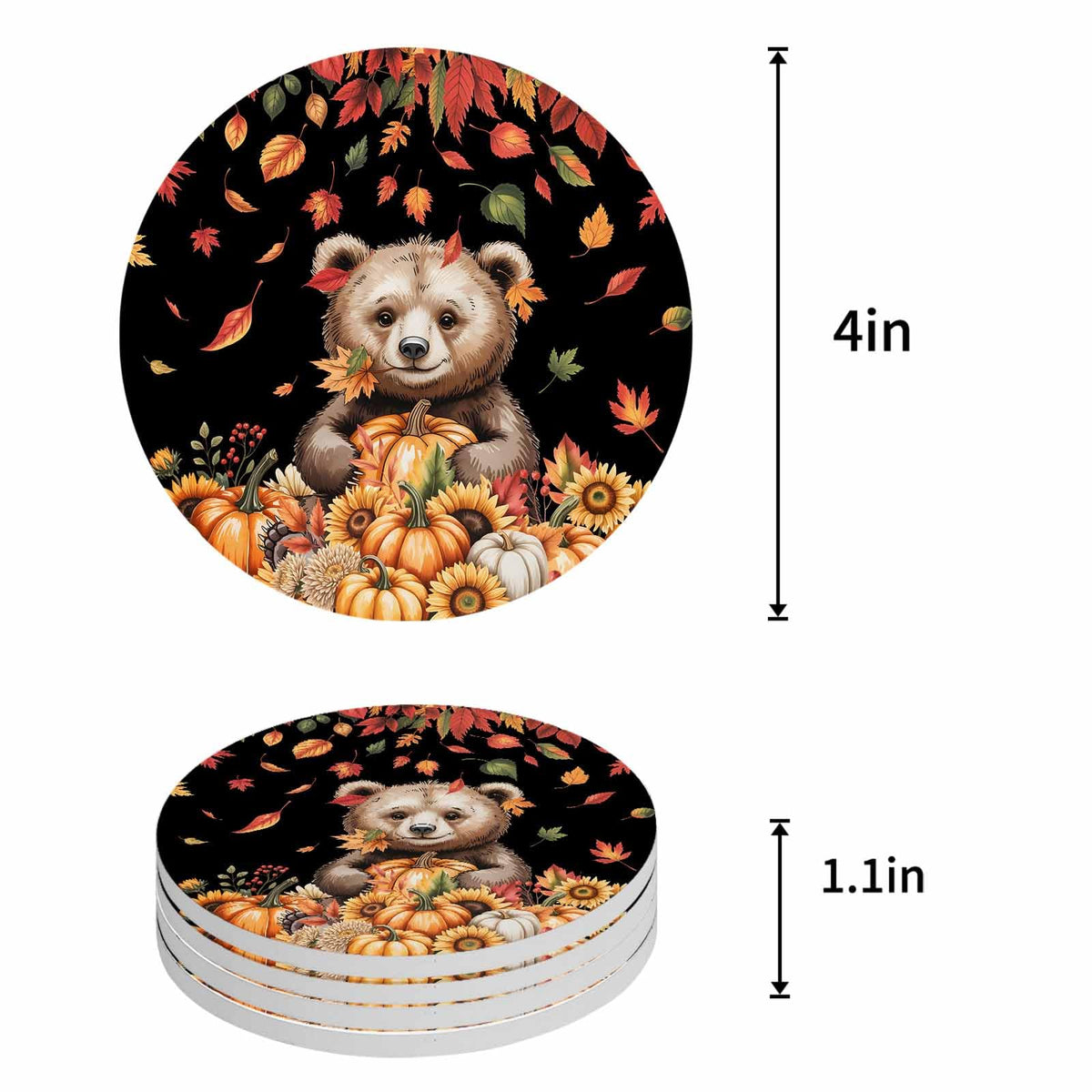 Absorbent Stone Ceramic Coaster with Cork Back, Set of 8 X348238