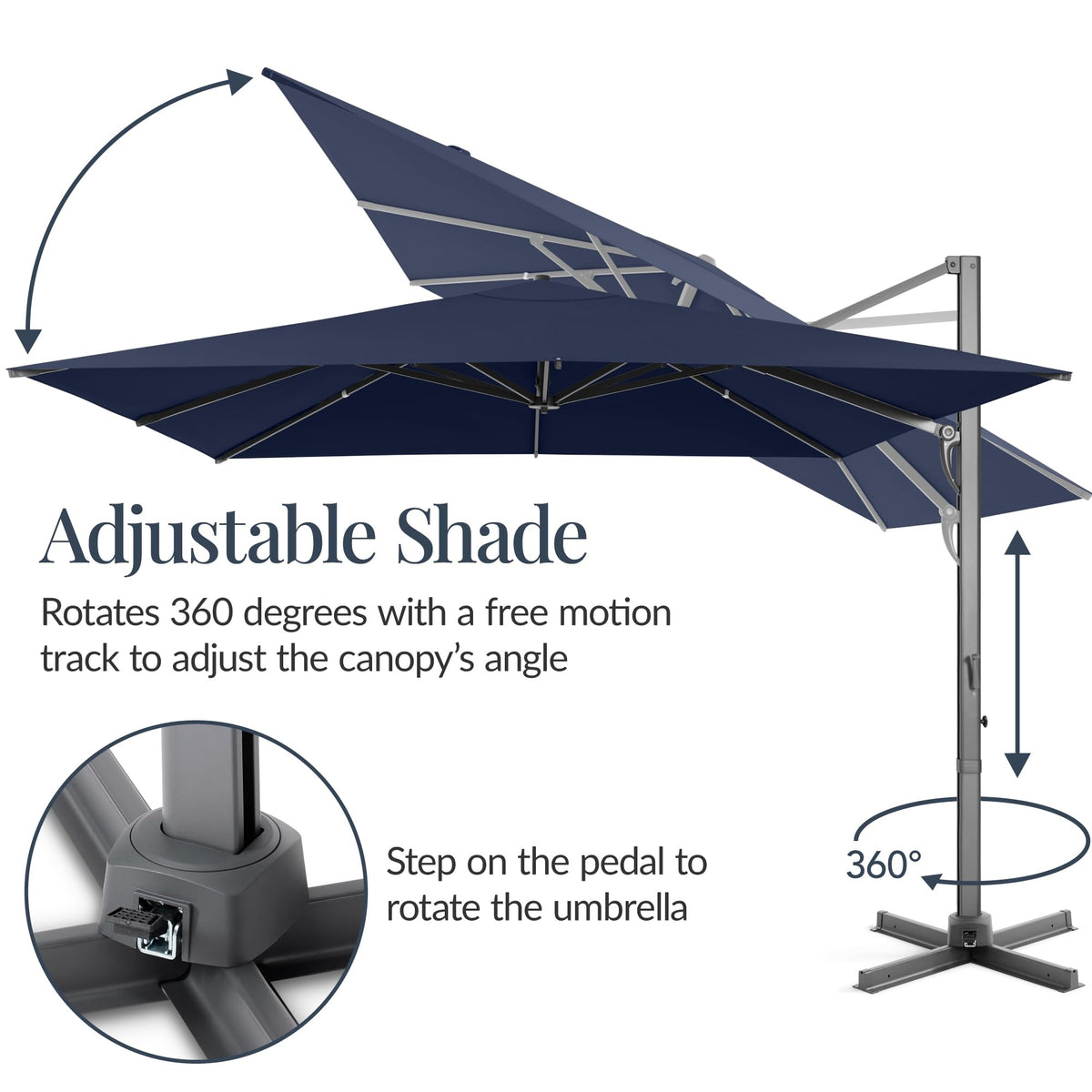 10x10ft Cantilever Patio Umbrella with 260 GSM Canopy and Aluminum Frame Z484003