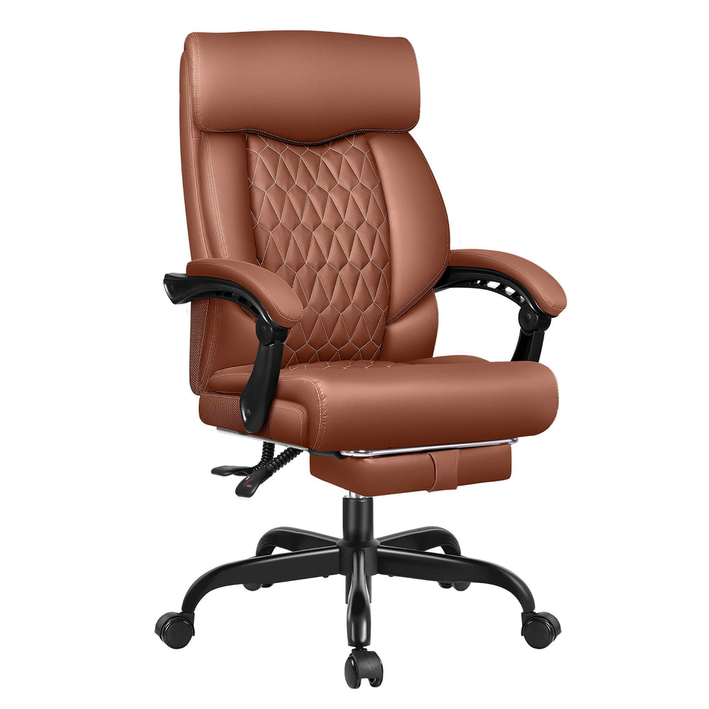 Big and Tall Brown Leather Office Chair with Footrest Z91059