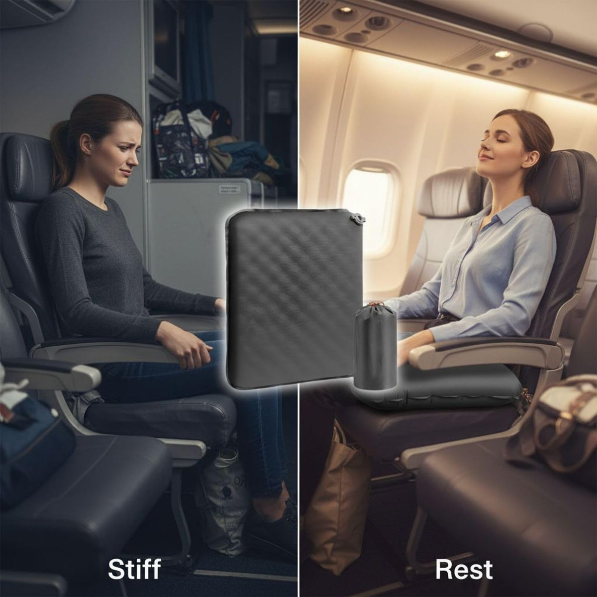 2 Pcs Inflatable Seat Cushion, Lightweight Nylon TPU, 16.9 x 13 in W8239
