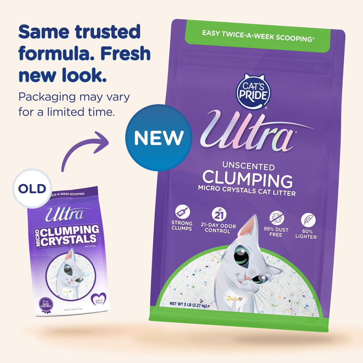 Clumping Micro Crystals Litter, Fragrance Free, 5lb I718