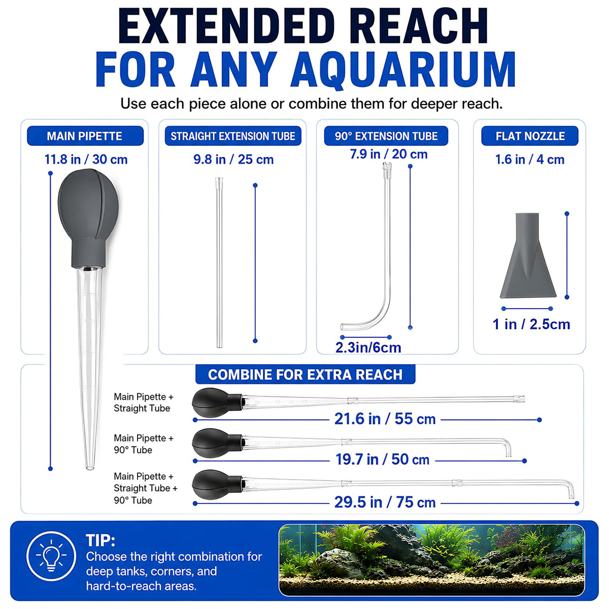 Aquarium Turkey Baster 4-in-1 Spot Cleaner and Coral Feeder 21.6 in K991474