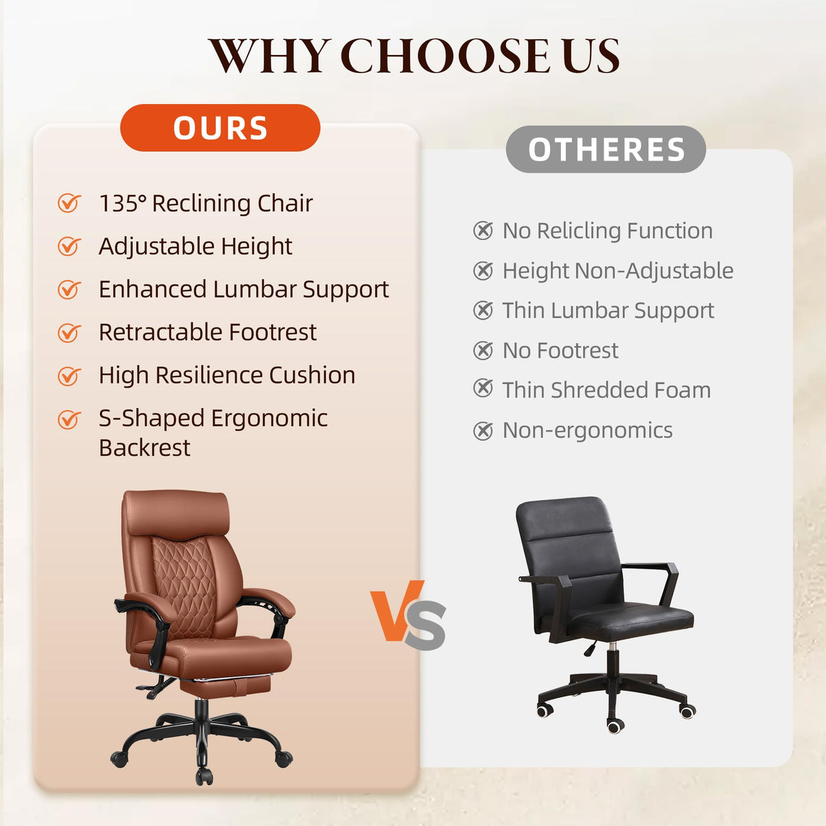 Big and Tall Brown Leather Office Chair with Footrest Z91059