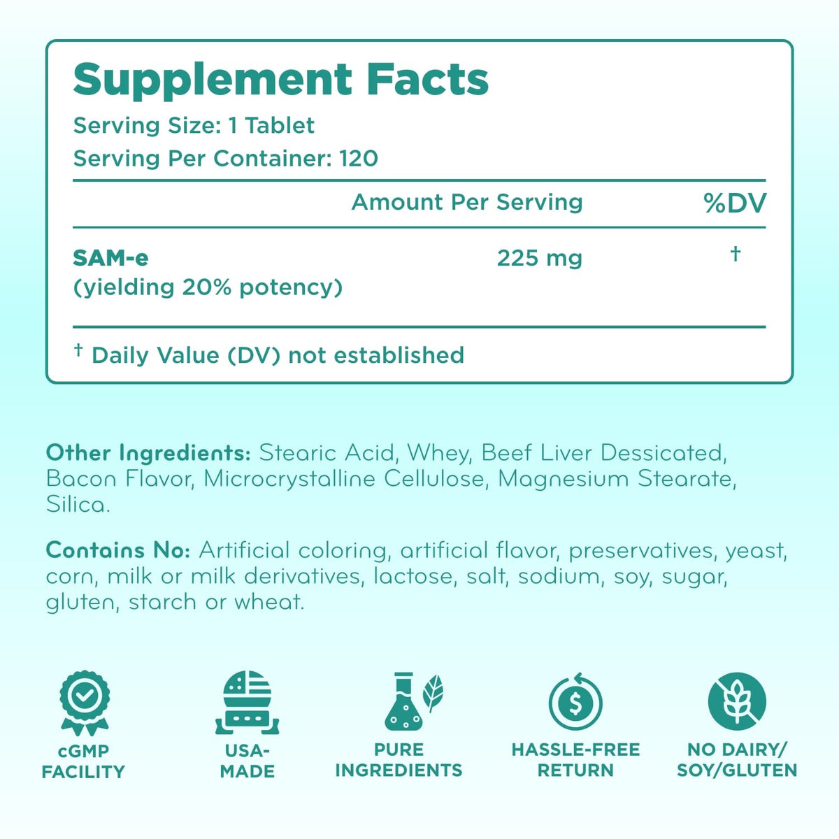 Chewable SAM-e Liver Support Supplement for Dogs 225mg I353152