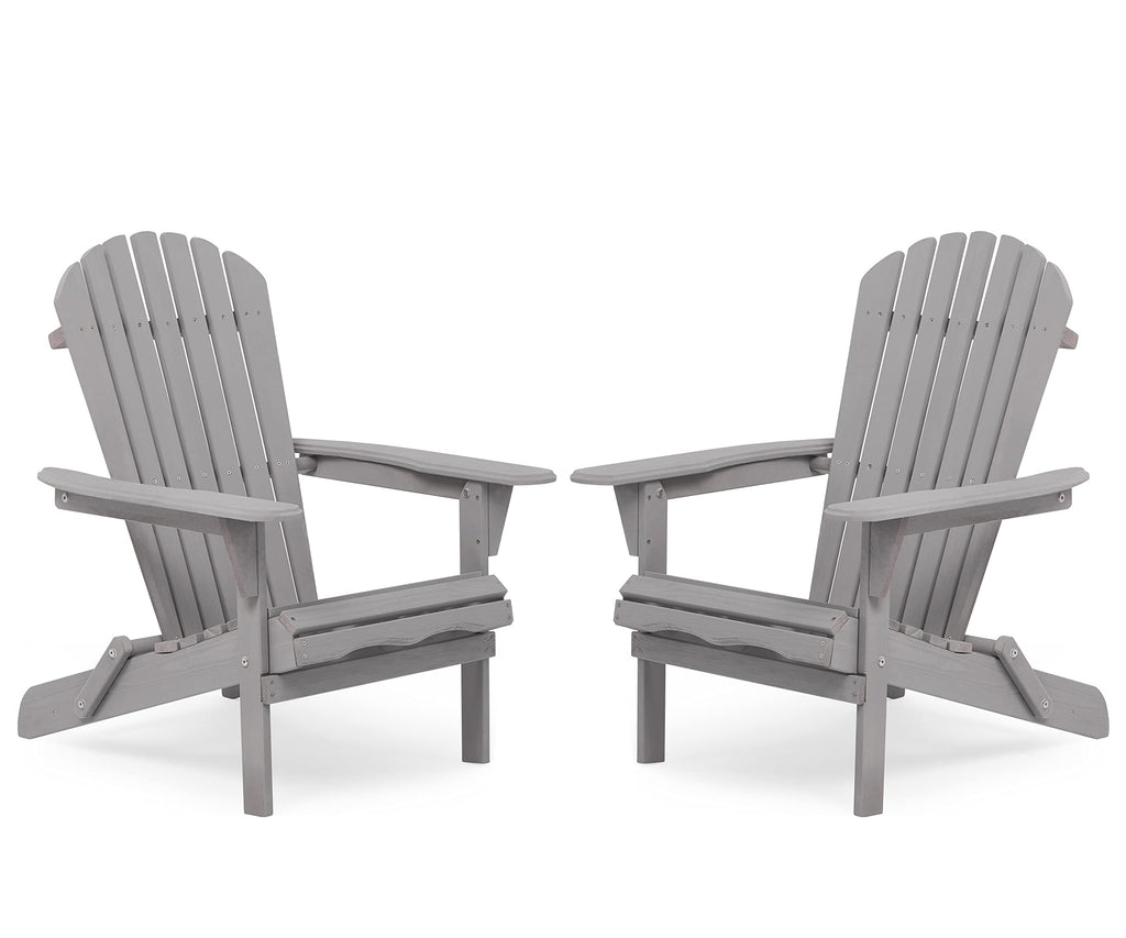 Folding Solid Wood Adirondack Chair Set of 2 Grey I58610