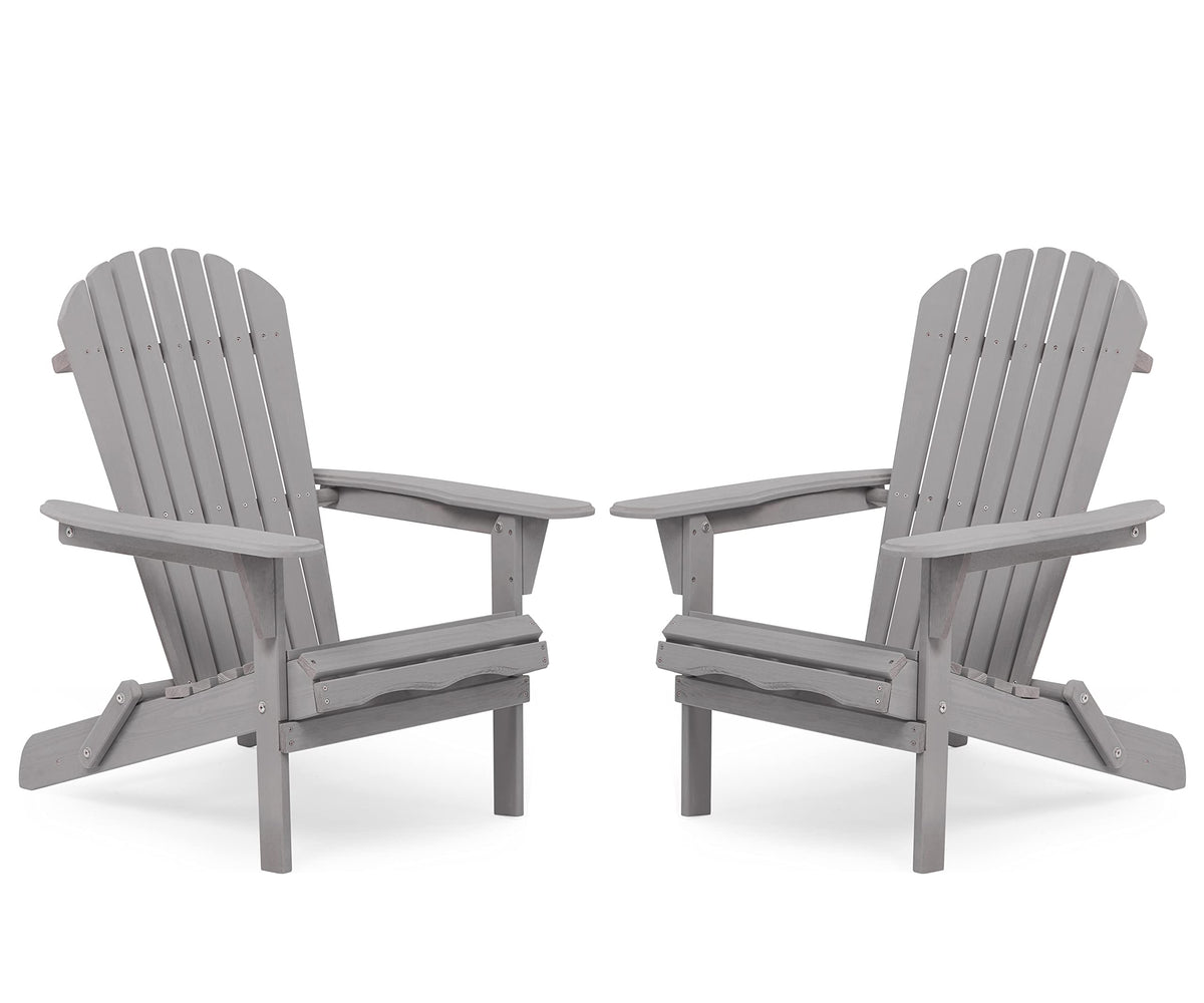 Folding Solid Wood Adirondack Chair Set of 2 Grey I58610