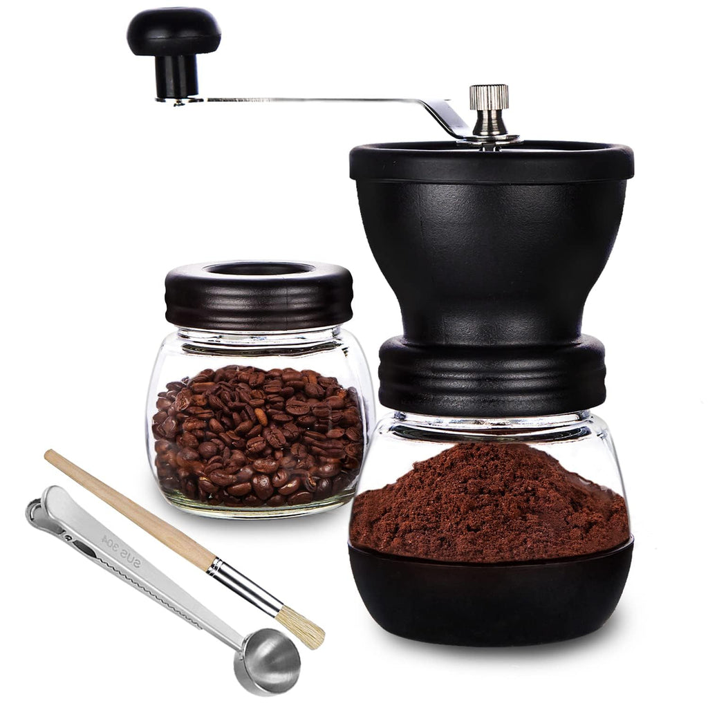 Manual Coffee Grinder with Ceramic Burr and 2 Glass Jars C606