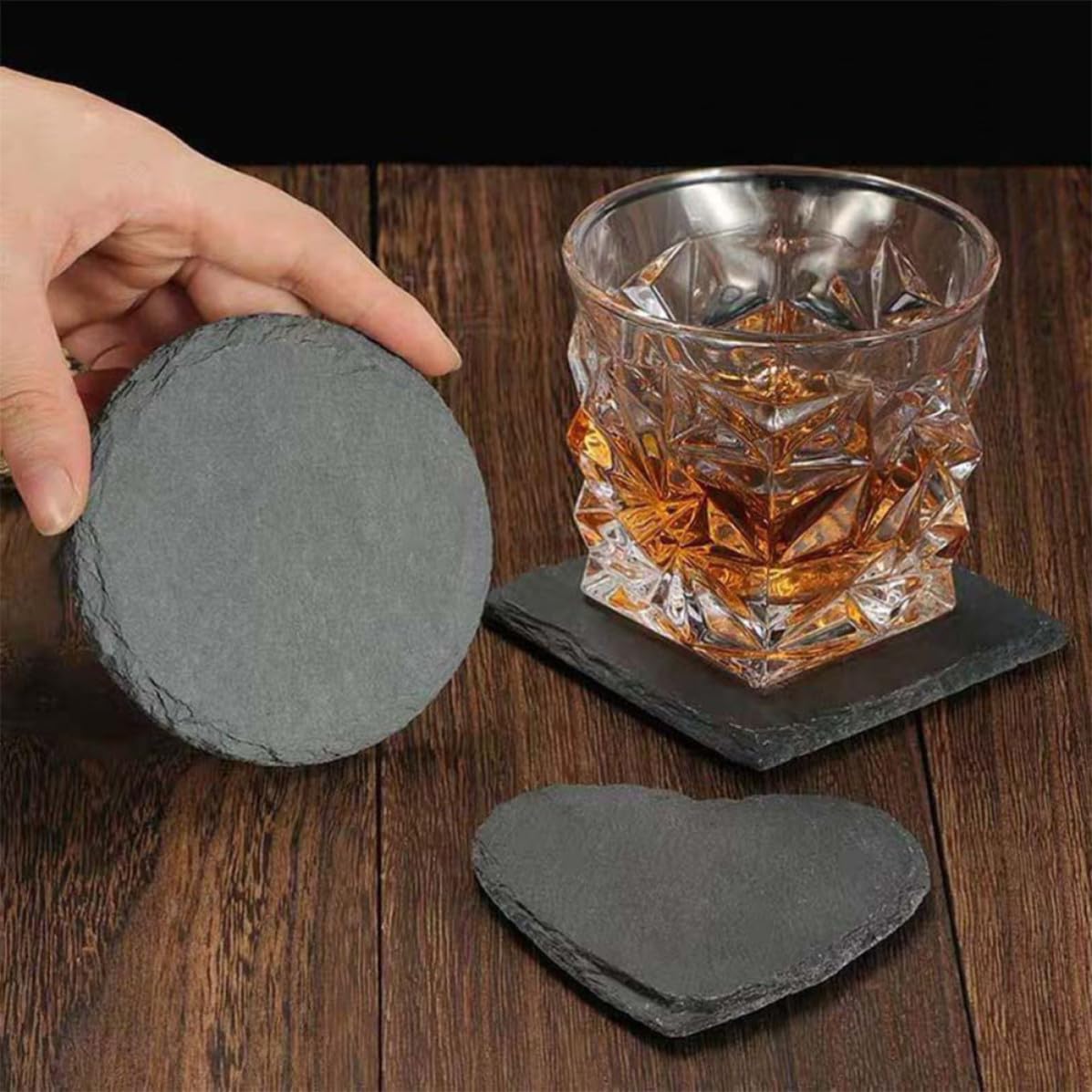 Natural Stone Square Drink Coasters Set A2996