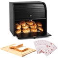 Black Roll Top Bread Box with Cutting Board K82514