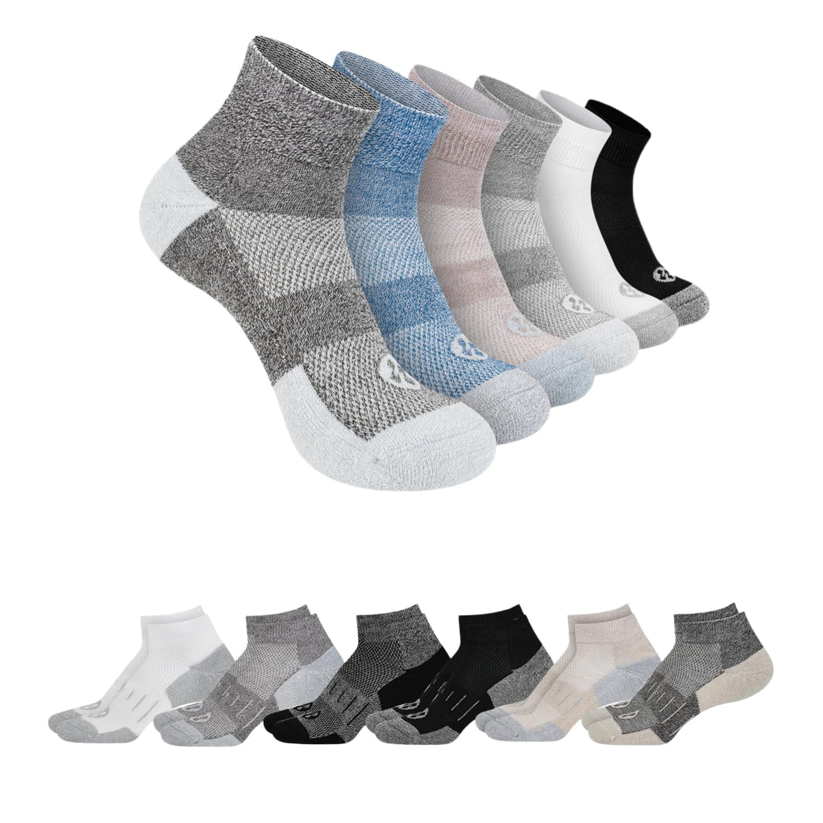 6 Pairs Ankle & 6 Pairs Low Cut Diabetic Socks Size 9-12/10-13/13-15 U386944