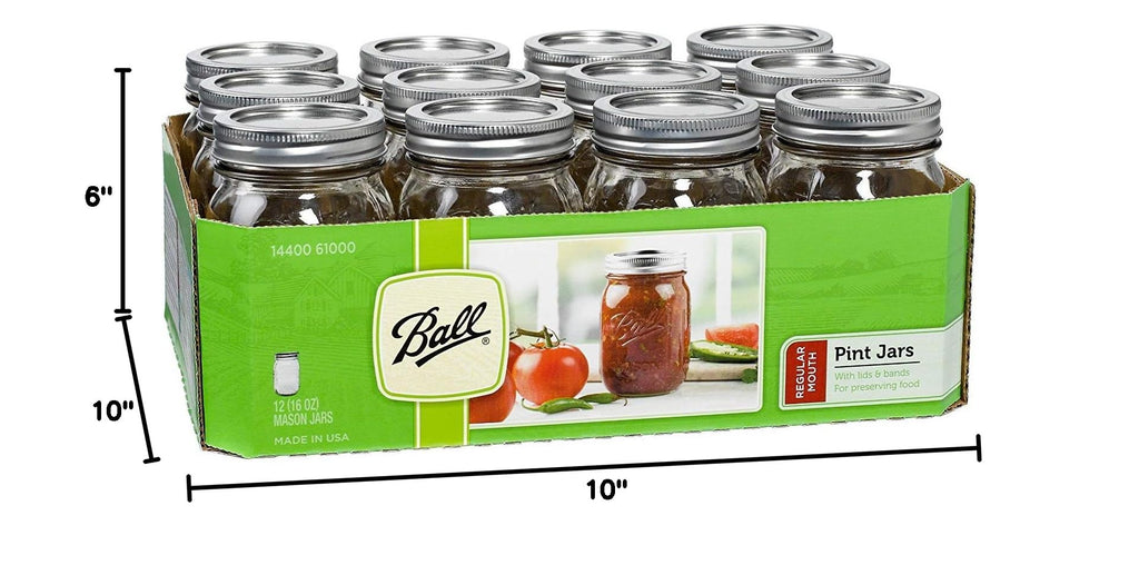 16 oz Regular Mouth Mason Jar with Lids and Bands (12 Units) S958059