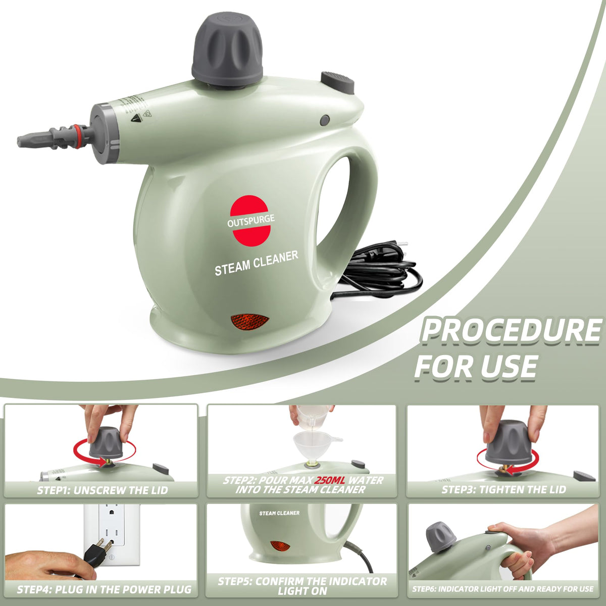 Handheld Pressurized Steam Cleaner with 13 Accessories T515500