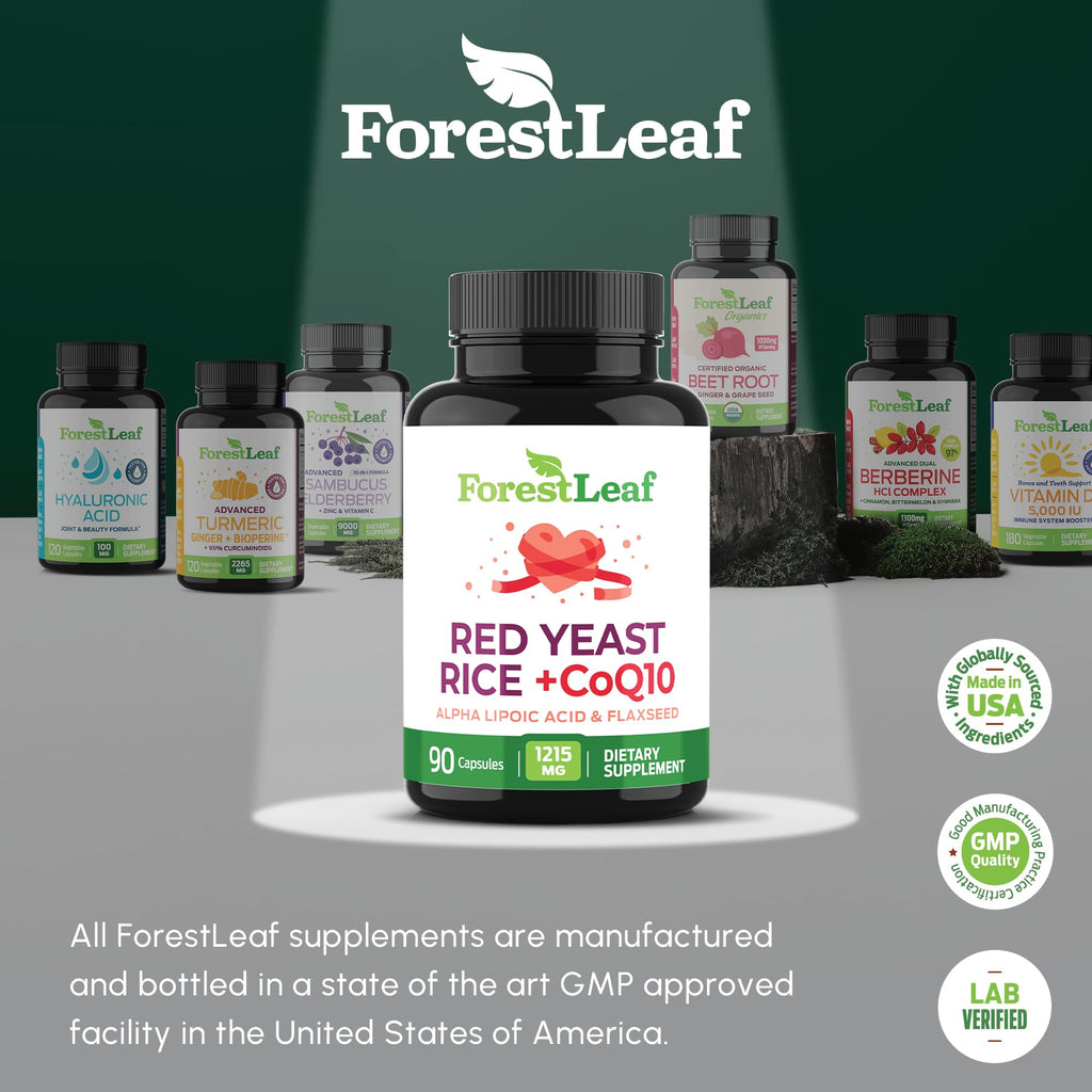 Red Yeast Rice 1215 mg CoQ10 Alpha Lipoic Acid Flaxseed 90 Capsules R942220