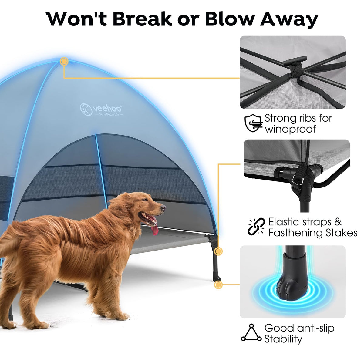 Elevated Outdoor Dog Bed with Canopy S788