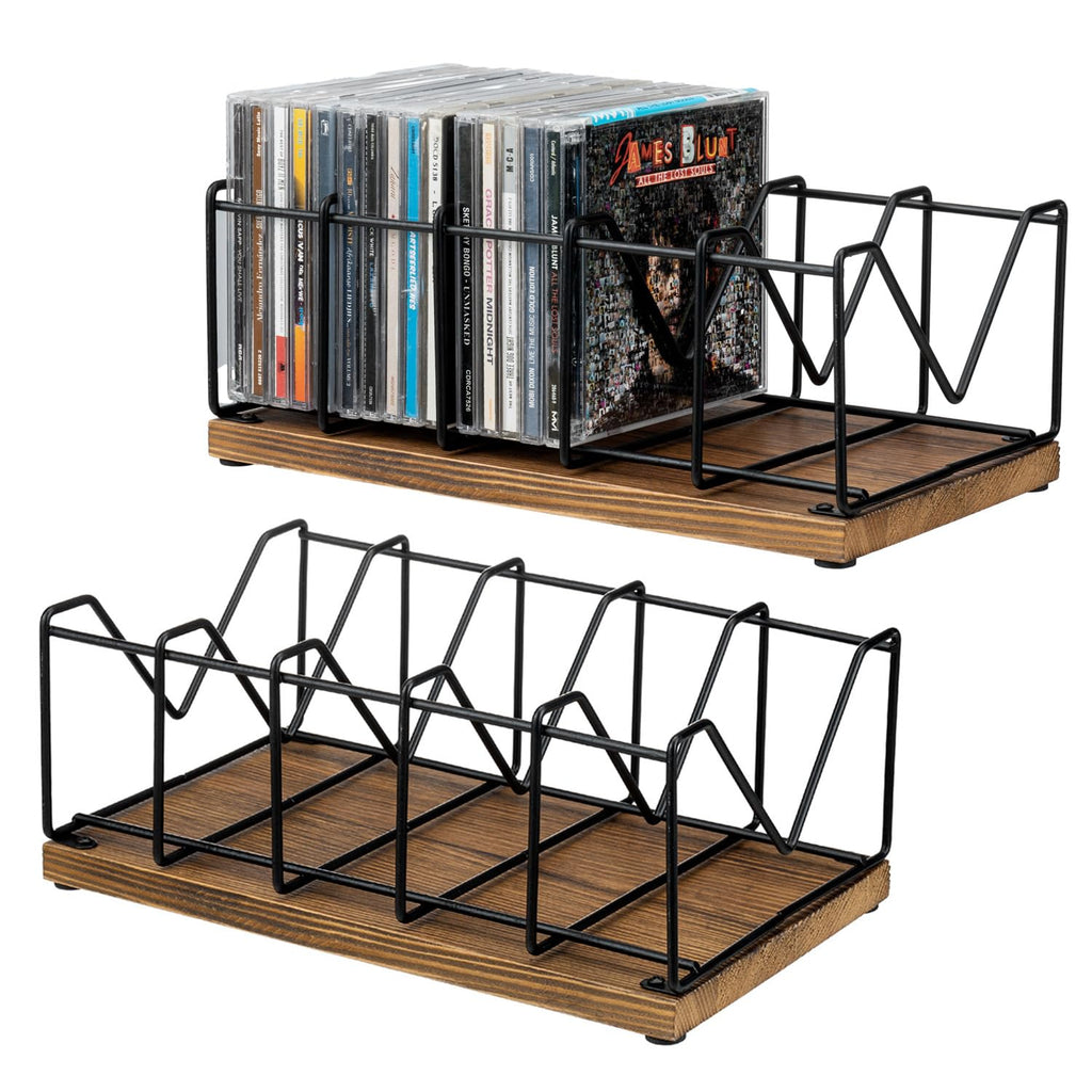 2 Pcs CD Rack Holder, DVD Tower, Tabletop Disc Case Organizer Storage Z7658