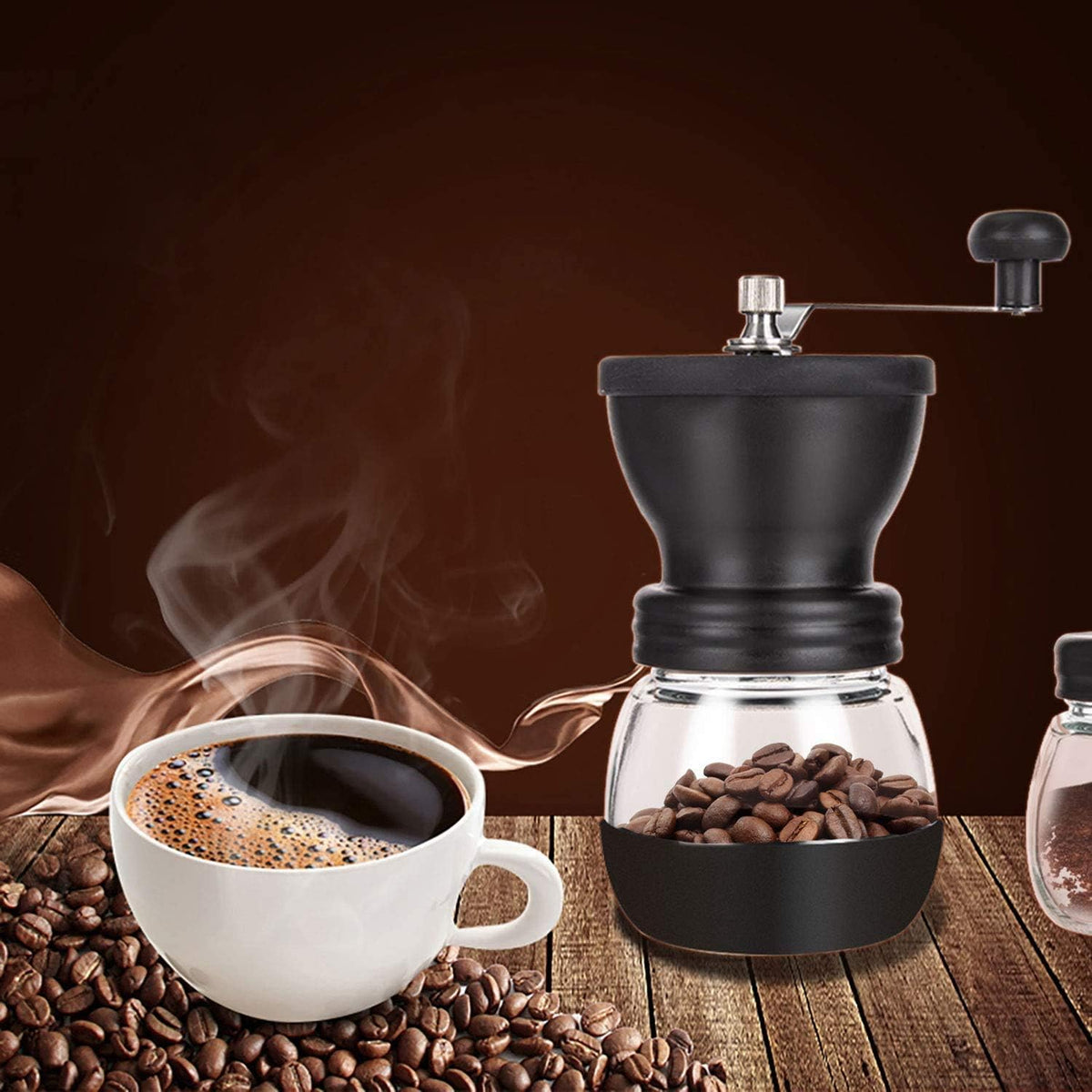 Manual Coffee Grinder with Ceramic Burr and 2 Glass Jars C606