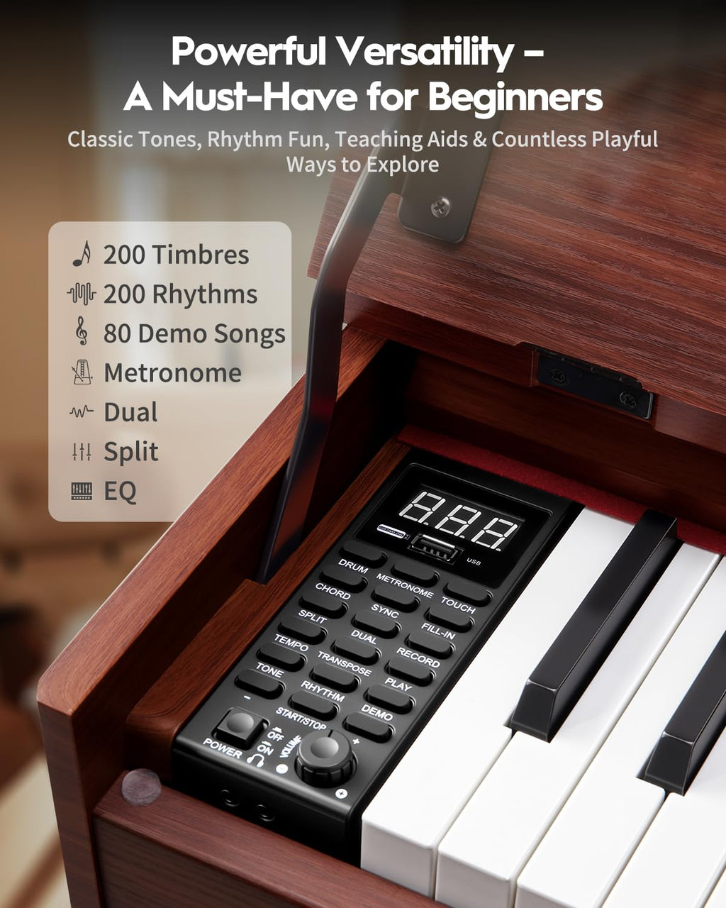 88 Keys Hammer-Action Fully Weighted Digital Piano with Furniture Stand D68812