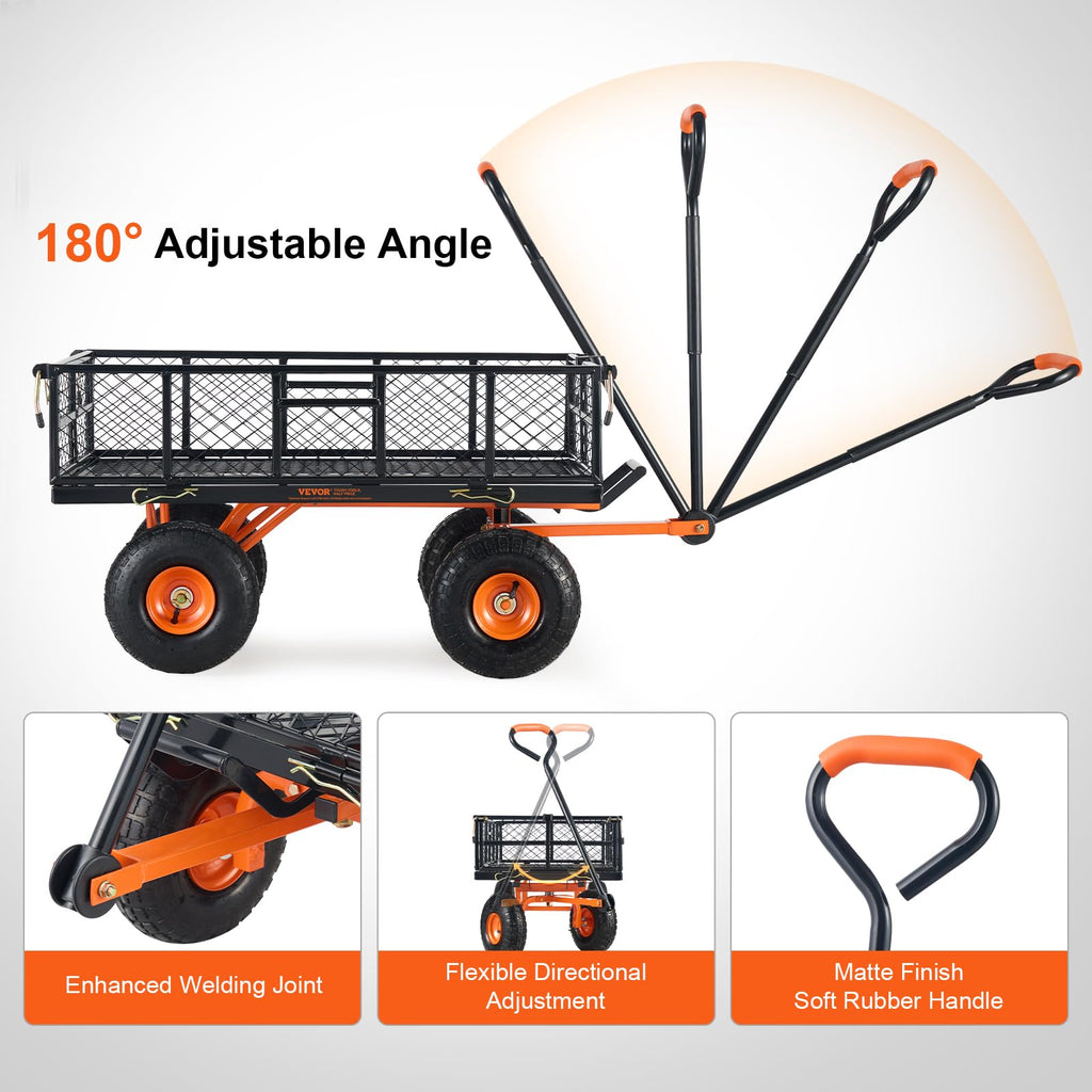 880lbs Steel Garden Dump Cart Utility Wagon with Removable Sides C225807