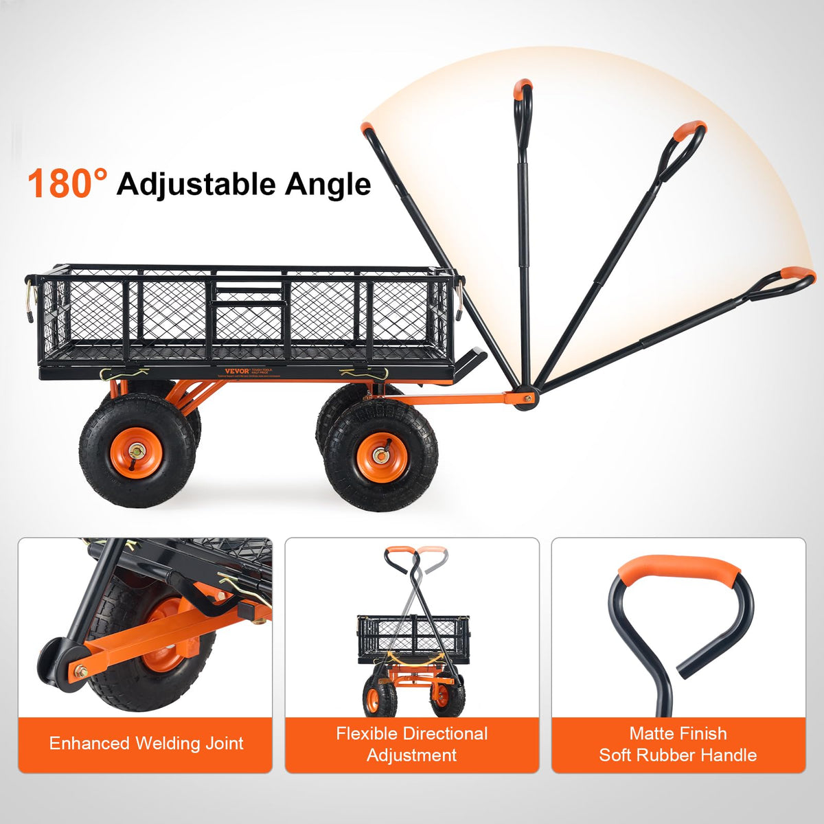880lbs Steel Garden Dump Cart Utility Wagon with Removable Sides C225807