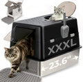 Extra Large Stainless Steel Enclosed Cat Litter Box with Lid and Scoop N43764
