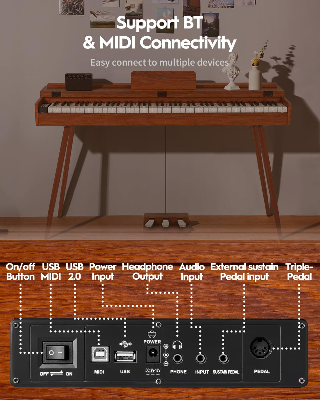 88 Key Hammer-Action Weighted Digital Piano with Stand G4184