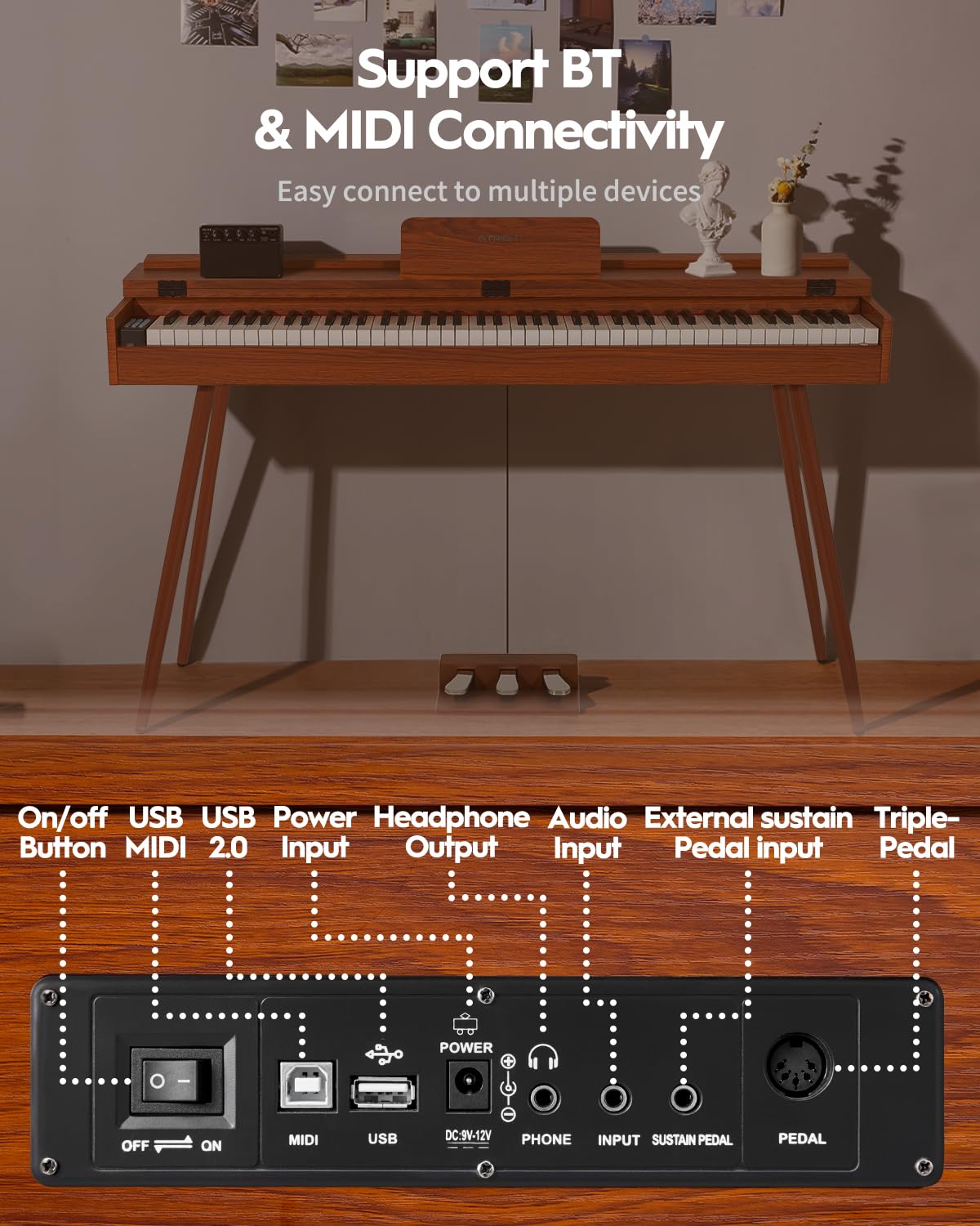 88 Key Hammer-Action Weighted Digital Piano with Stand G4184