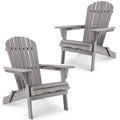 Folding Solid Wood Adirondack Chair Set of 2 Grey I58610