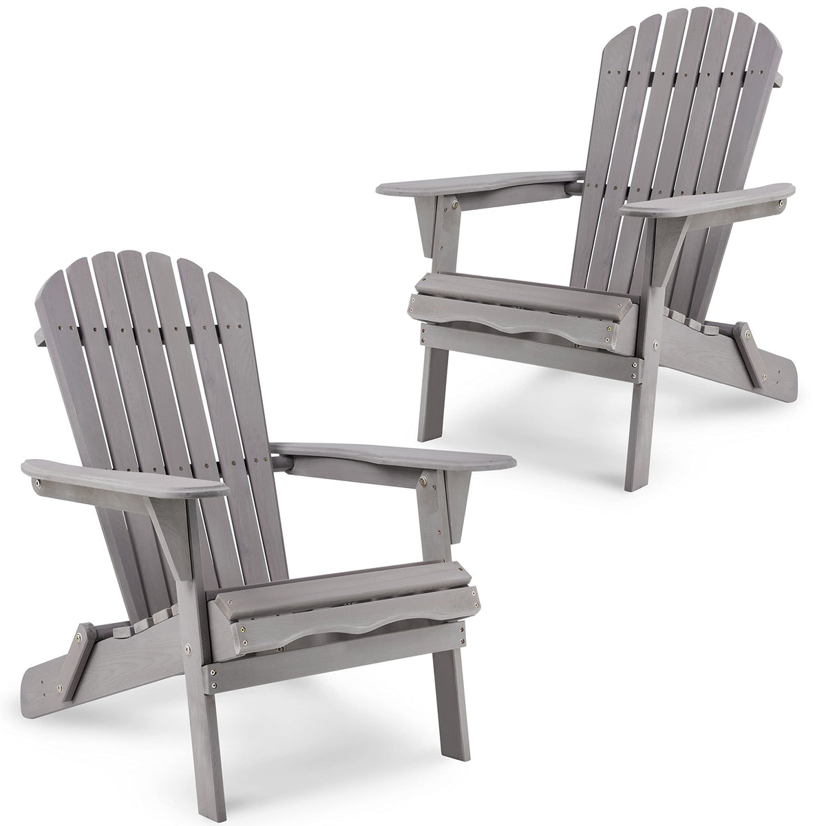 Folding Solid Wood Adirondack Chair Set of 2 Grey I58610