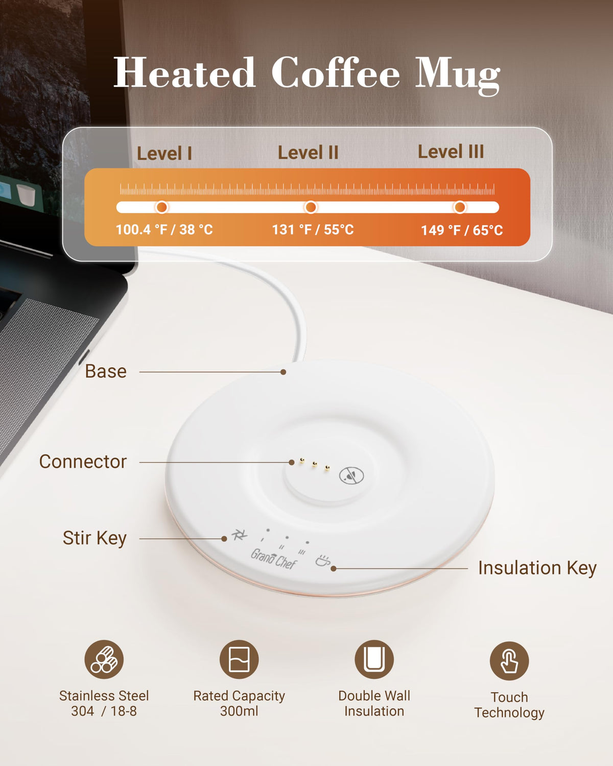 Self-Heating 10oz Temperature Controlled Coffee Mug with Dripper K471