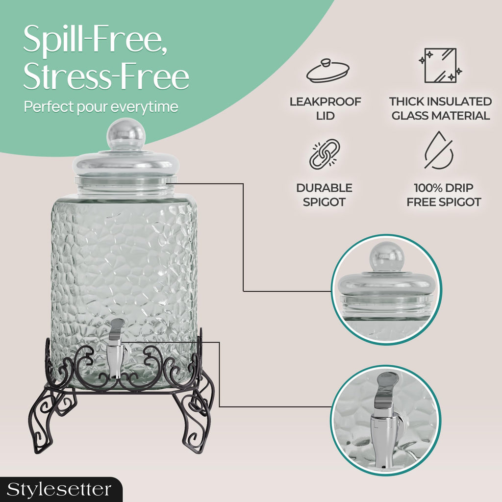 Glass Beverage Dispenser with Stand 2.5 Gal B409637