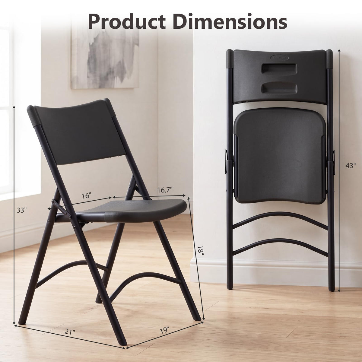 4 Pack Black Heavy Duty Folding Chair N77828
