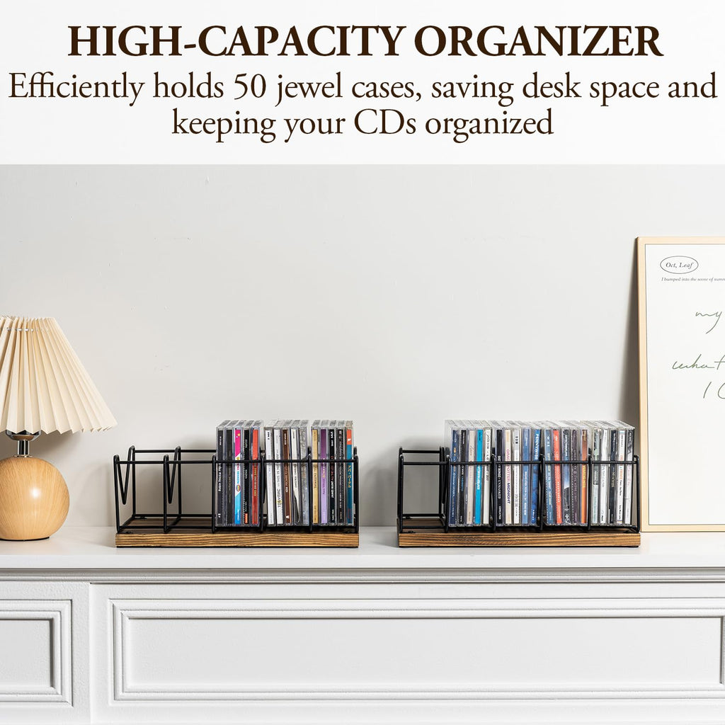 2 Pcs CD Rack Holder, DVD Tower, Tabletop Disc Case Organizer Storage Z7658