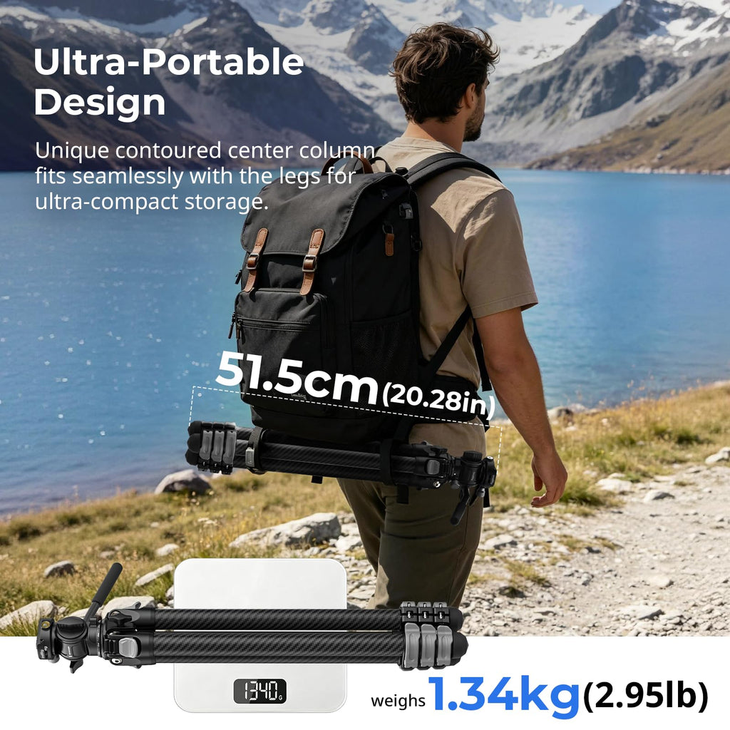 Carbon Fiber Compact Travel Tripod with Fluid Head P709597