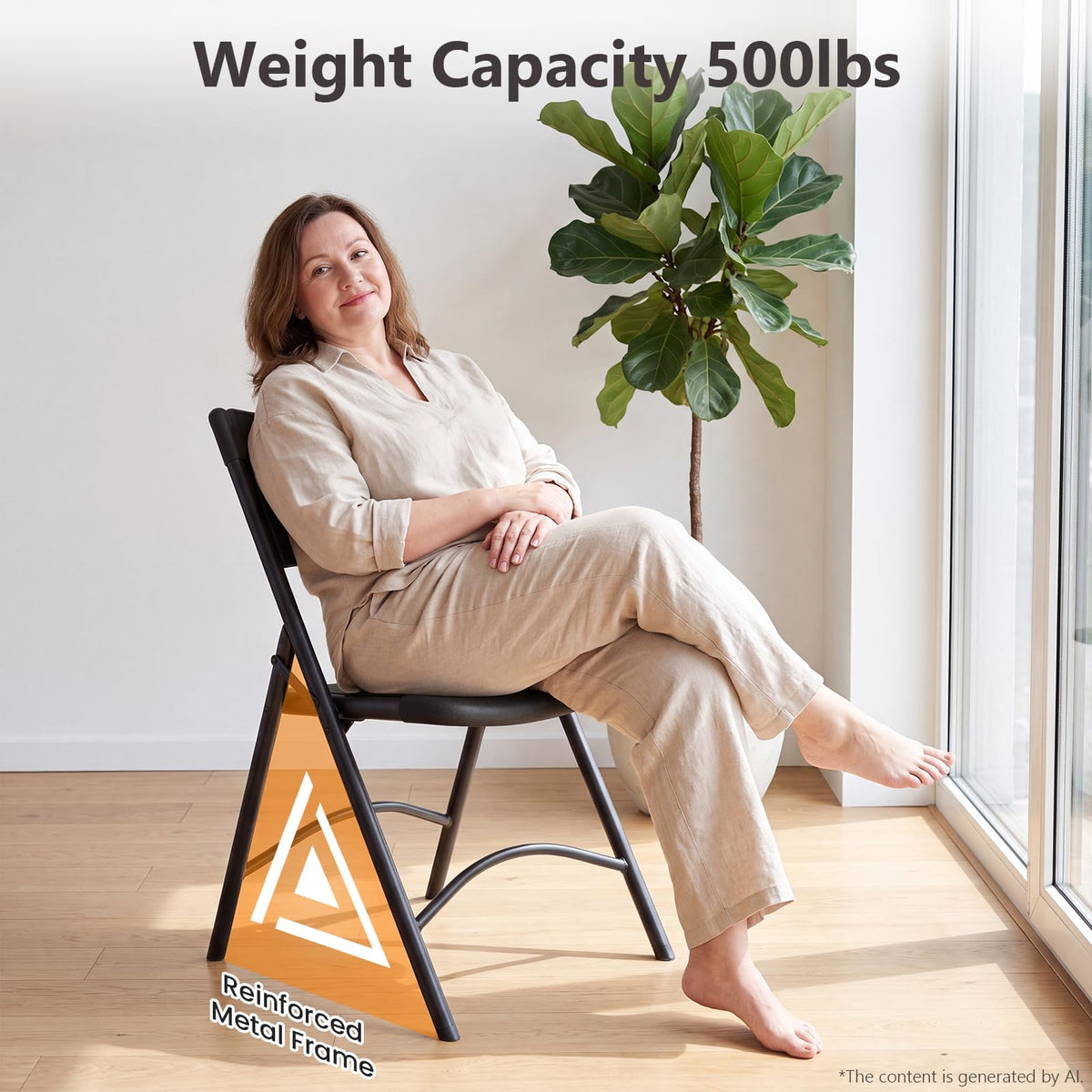 4 Pack Black Heavy Duty Folding Chair N77828