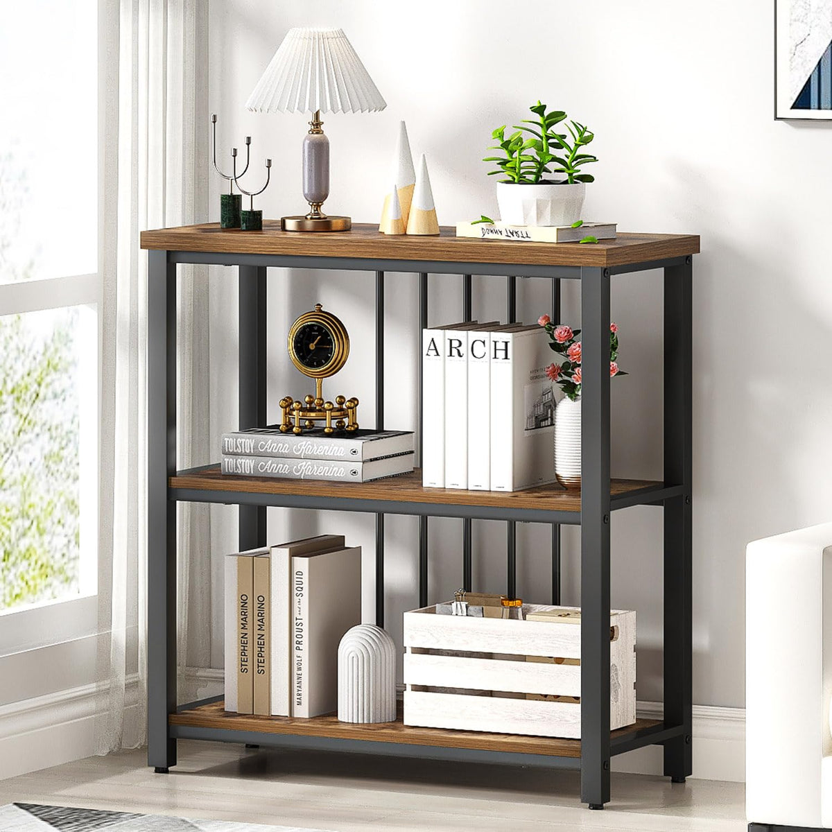 3 Tier Wood and Metal Bookshelf F659500