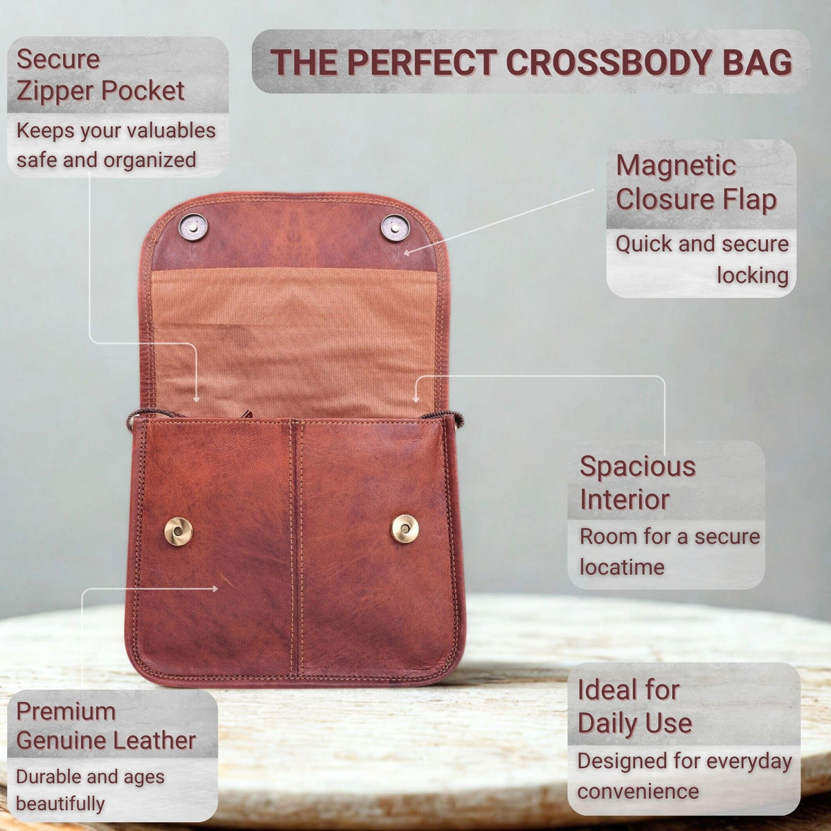 Brown Leather Crossbody Purse R93347