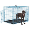 48 Inch Double-Door Folding Dog Crate with Tray and Handle F441