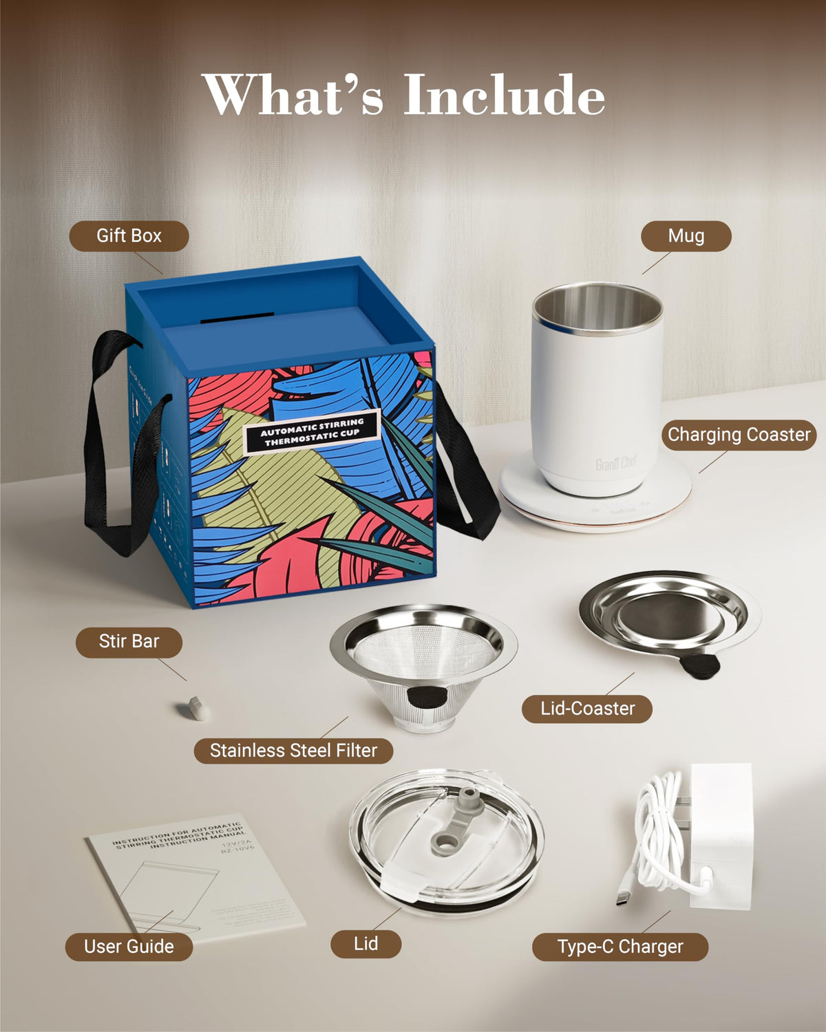 Self-Heating 10oz Temperature Controlled Coffee Mug with Dripper K471