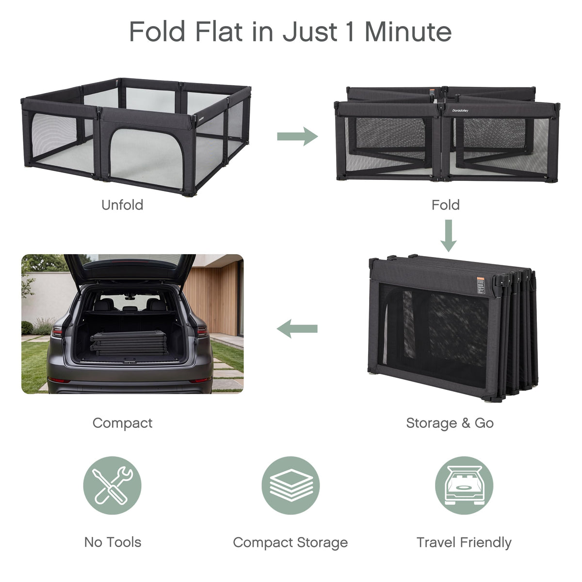 Foldable Adjustable 8-Panel Baby Playpen with Mesh H8312