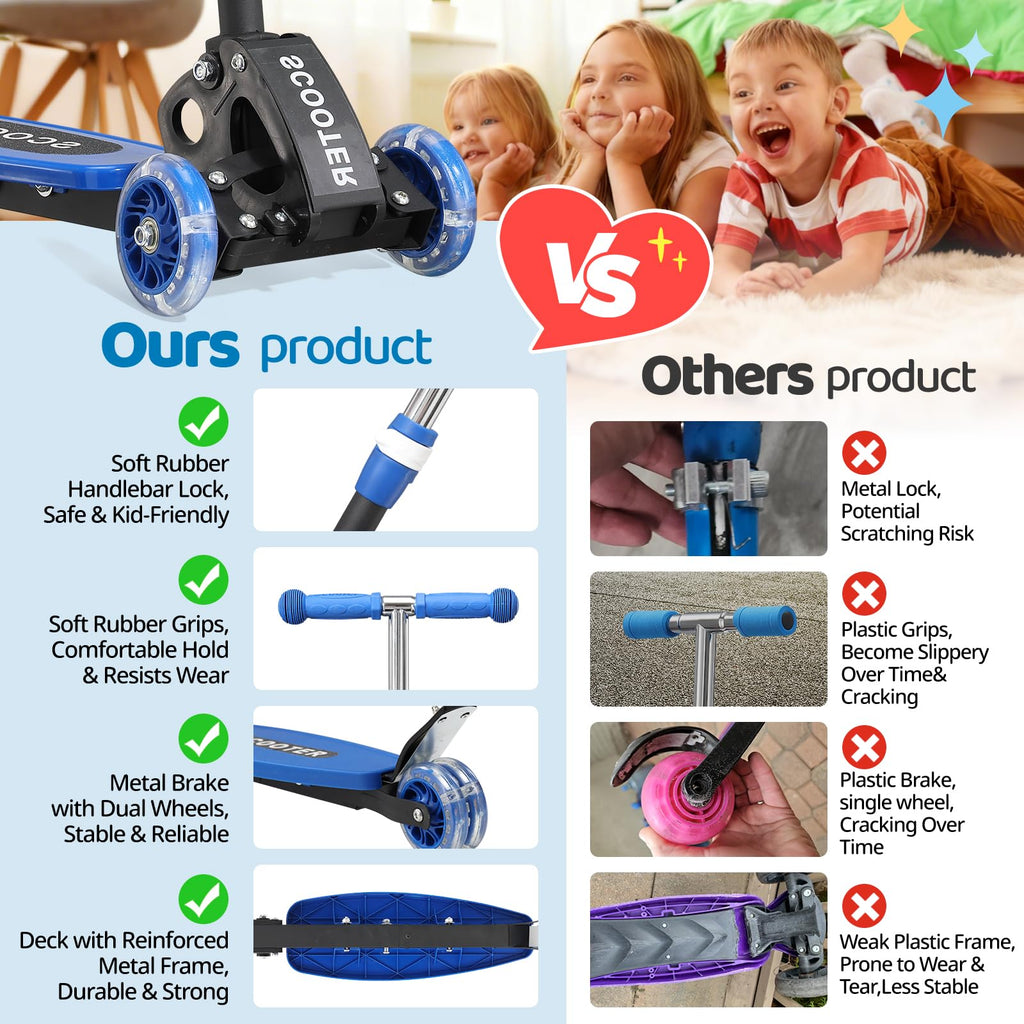 3 Wheel Kids Kick Scooter with Light-Up Wheels and Adjustable Handlebar G95694