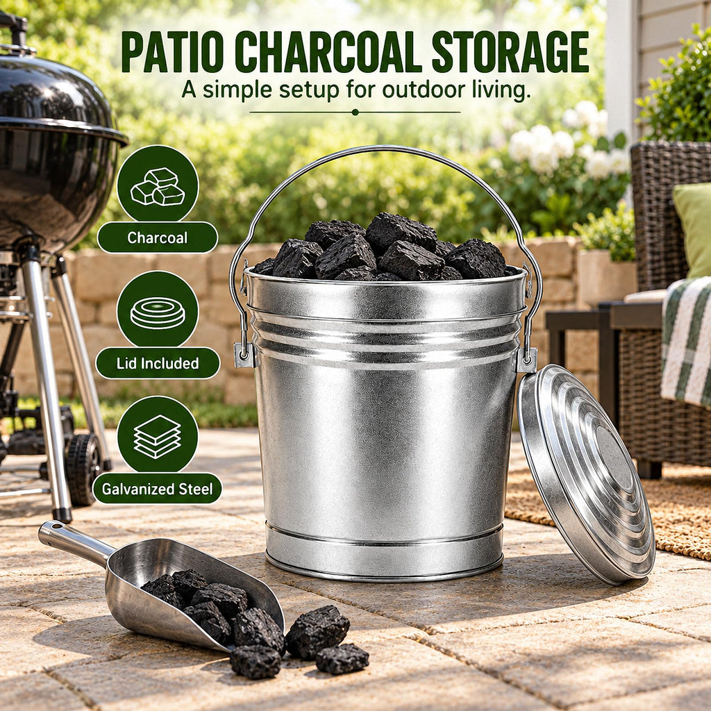 6 Gallon Silver Galvanized Steel Storage Can with Locking Lid L144937