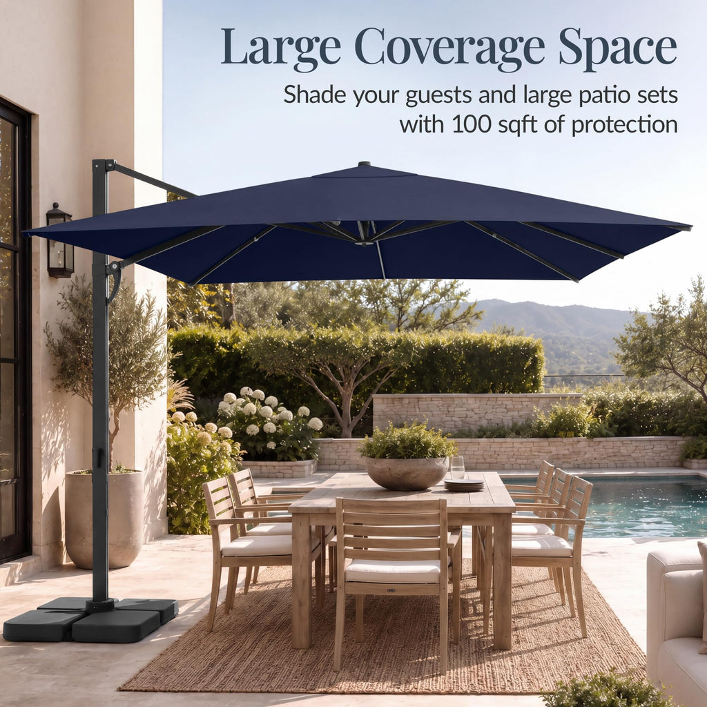 10x10ft Cantilever Patio Umbrella with 260 GSM Canopy and Aluminum Frame Z484003