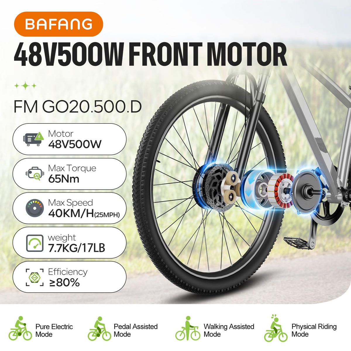 48V 500W Front Hub Motor Ebike Conversion Kit with Display A49026
