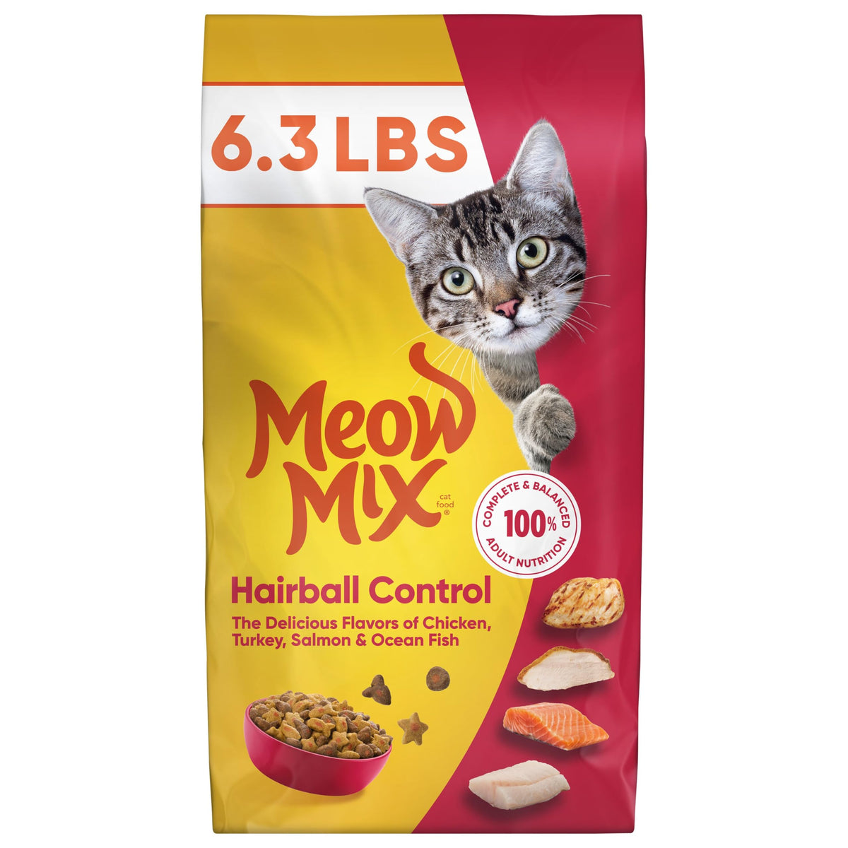 Hairball Control Dry Cat Food, 6.3 Pound Bag H824