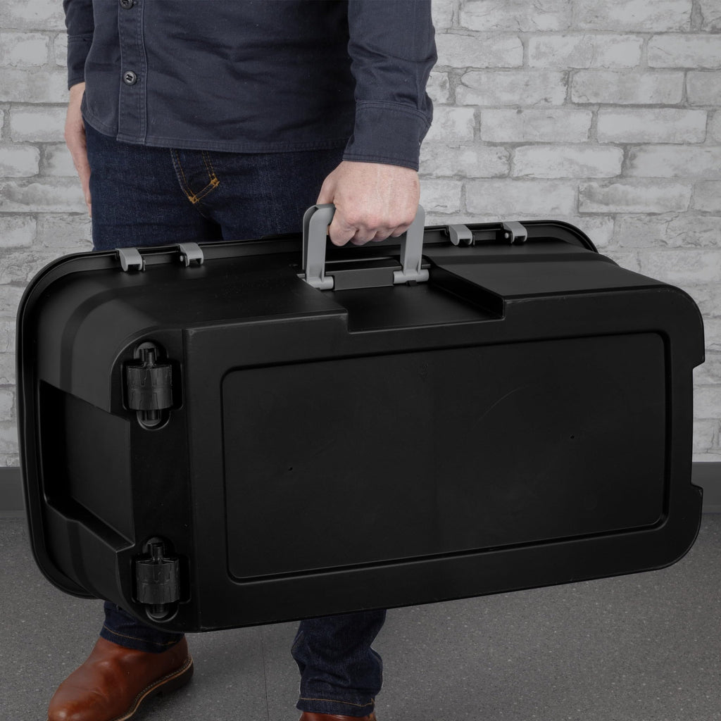 22 Gallon Black Wheeled Plastic Storage Trunk F210597
